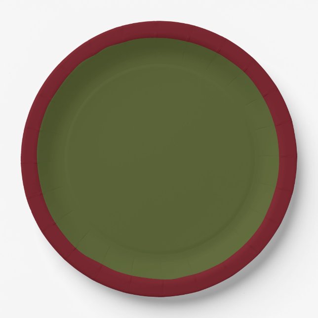 Olive Green Accent Colour Ready to Customise Paper Plate (Front)