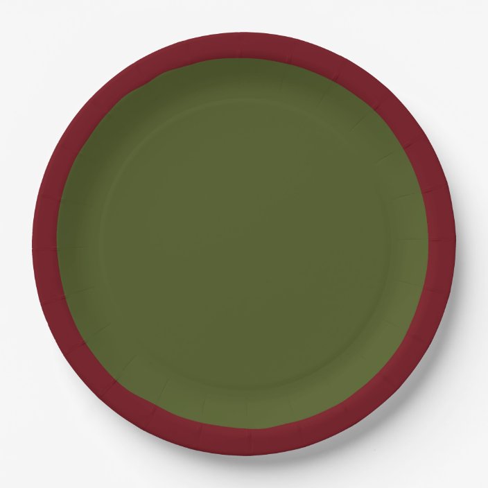 Olive Green Accent Colour Ready to Customise Paper Plate Zazzle.co.uk