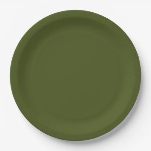 Olive Green Accent Colour Ready to Customise Paper Plate
