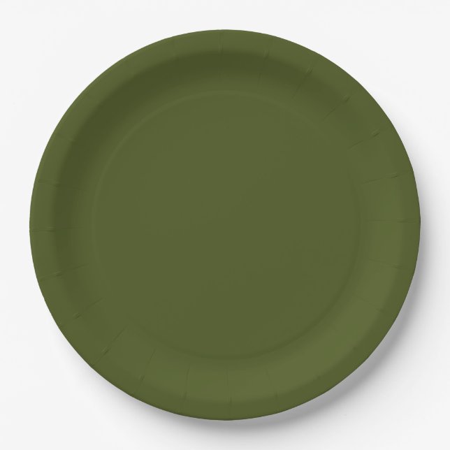 Olive Green Accent Colour Ready to Customise Paper Plate (Front)
