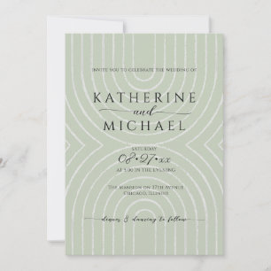 Olive green aesthetic Wedding Invitation