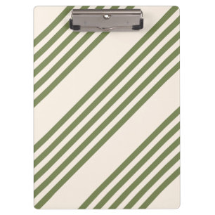 Olive green and beige five stripes pattern clipboard