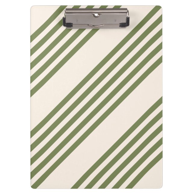 Olive green and beige five stripes pattern clipboard (Front)