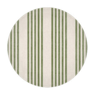 Olive green and beige five stripes pattern cutting board