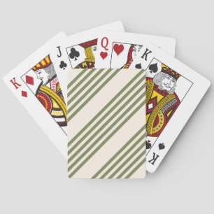 Olive green and beige five stripes pattern playing cards