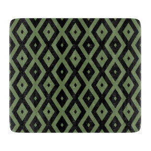 Olive green and black diamond pattern cutting board