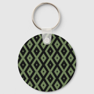 Olive green and black diamond pattern key ring
