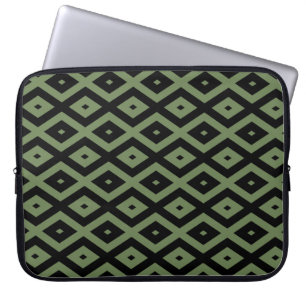 Olive green and black diamond pattern laptop sleeve