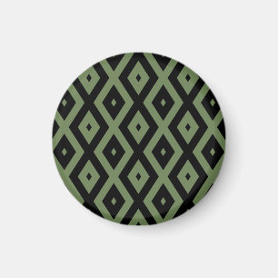 Olive green and black diamond pattern magnet