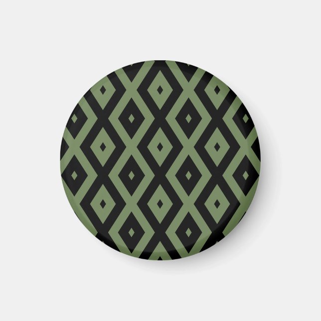 Olive green and black diamond pattern magnet (Front)