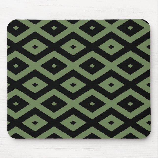 Olive green and black diamond pattern mouse mat (Front)