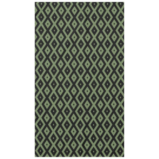 Olive green and black diamond pattern tablecloth (Front)