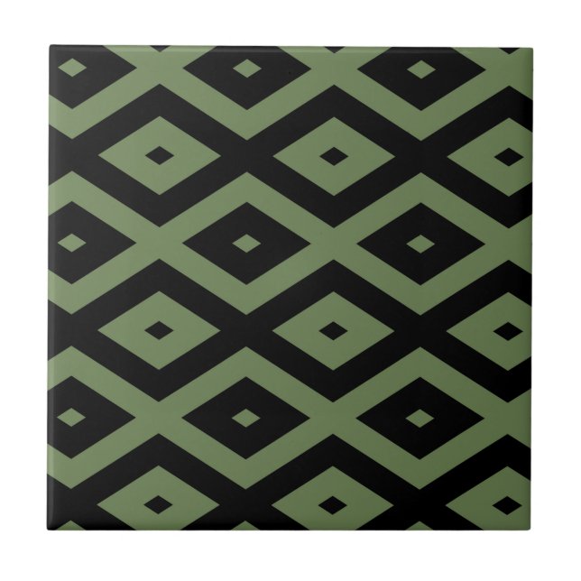 Olive green and black diamond pattern tile (Front)