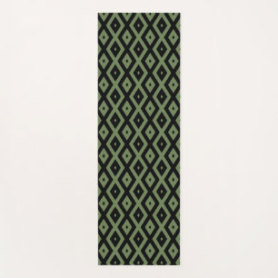 Olive green and black diamond pattern yoga mat