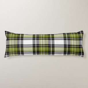 Olive Green And Black Plaid Body Cushion