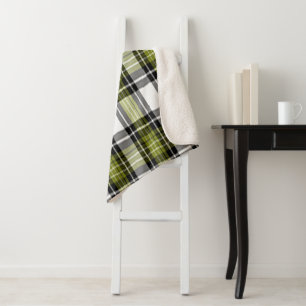 Olive Green And Black Plaid Sherpa Blanket