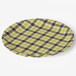 Olive Green and Black Tartan Plaid Paper Plates