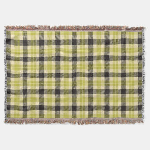 Olive Green and Black Tartan Plaid Throw Blanket