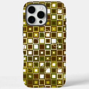 Olive Green and Brown Geometric Square Pattern iPhone 16 Pro Max Case