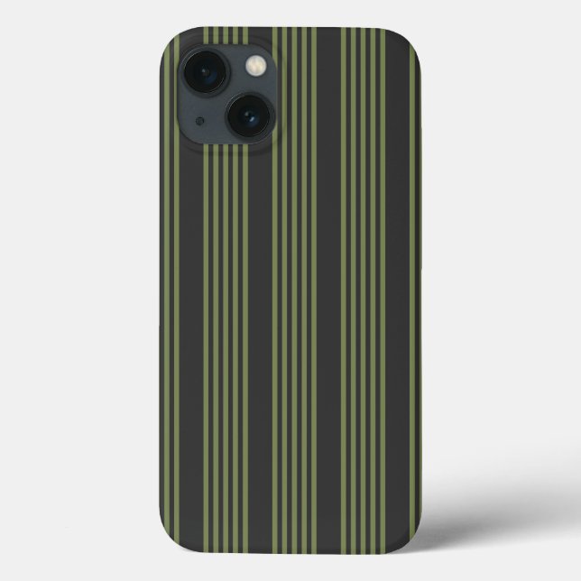 Olive green and charcoal five stripes pattern Case-Mate iPhone case (Back)