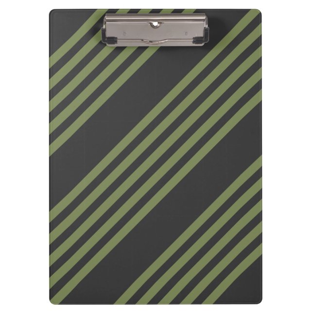 Olive green and charcoal five stripes pattern clipboard (Front)