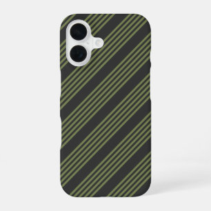 Olive green and charcoal five stripes pattern iPhone 16 case