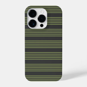 Olive green and charcoal five stripes pattern iPhone 14 pro case