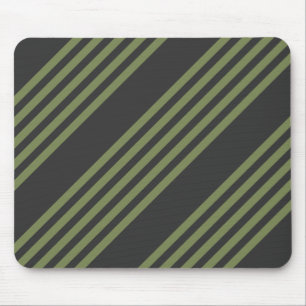 Olive green and charcoal five stripes pattern mouse mat
