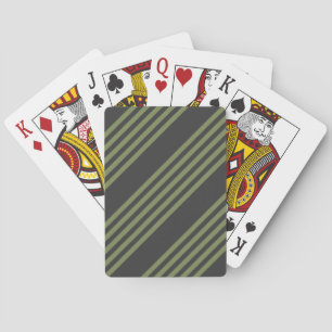 Olive green and charcoal five stripes pattern playing cards
