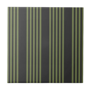 Olive green and charcoal five stripes pattern tile