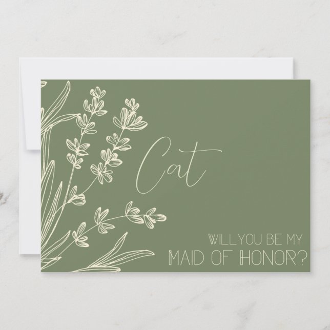Olive Green and Cream Bridesmaid Proposal Invitation (Front)