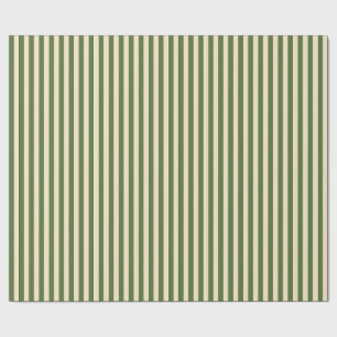 Olive Green and Cream Vertical Wrapping Paper