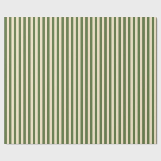 Olive Green and Cream Vertical  Wrapping Paper (Seam)