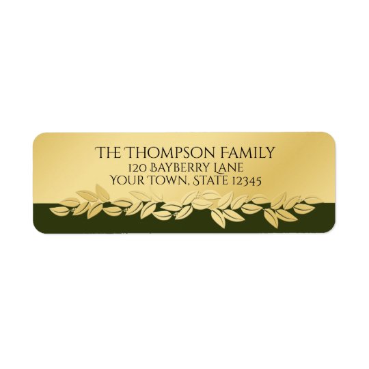 Olive Green and Gold Leaves Garland Return Address Label