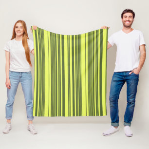 Olive Green and Lime Yellow Stripes Fleece Blanket