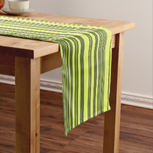 Olive Green and Lime Yellow Stripes Short Table Runner