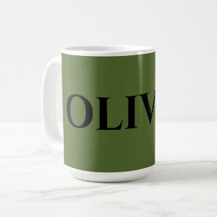 Olive Green and Minimalist Black Name Coffee Mug