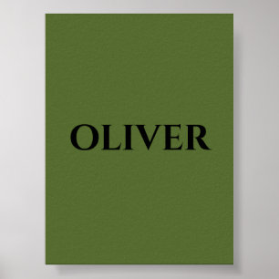 Olive Green and Minimalist Black Name   Poster