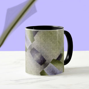 Olive Green and Purple Art Deco Abstract Mug