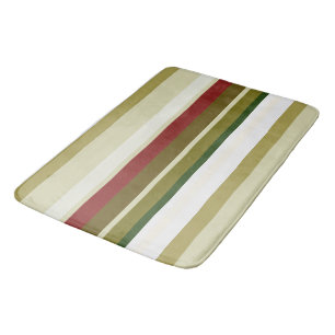 Olive, green and red Stripes Bath Mat