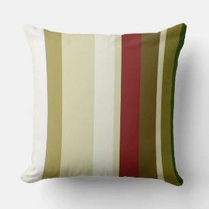 Olive, green and red Stripes Cushion