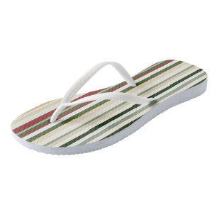Olive, green and red Stripes Flip Flops