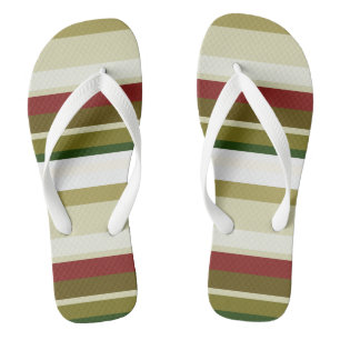 Olive, green and red Stripes Flip Flops