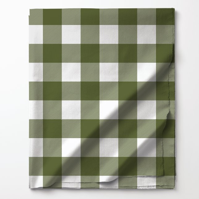 Olive Green and White Buffalo Plaid Pattern Fabric (Creator Uploaded)