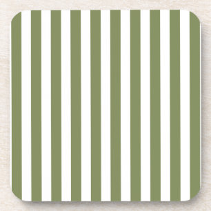 Olive green and white candy stripes coaster