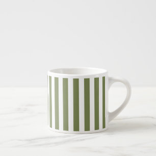 Olive green and white candy stripes espresso cup