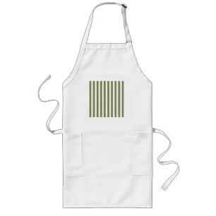 Olive green and white candy stripes long apron