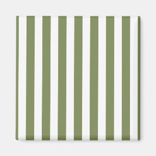 Olive green and white candy stripes magnet