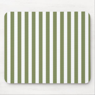 Olive green and white candy stripes mouse mat