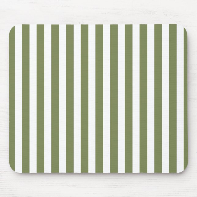 Olive green and white candy stripes mouse mat (Front)